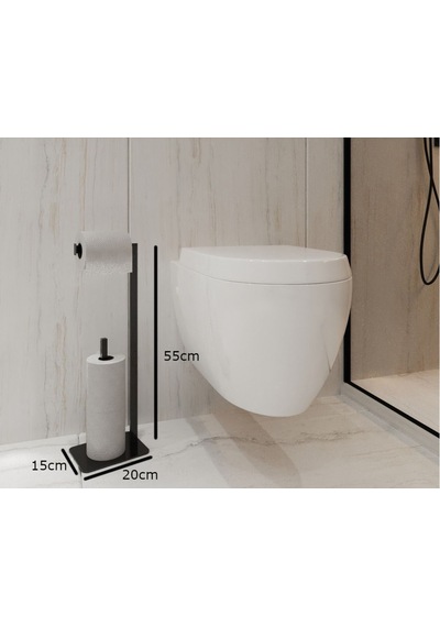 Aju Tuvalet Kağıtlığı Yedekli Özel Tasarım Ağır Döküm Ayaklı Devrilmez Banyo Tuvalet Kurulum Gerektirmez Siyah