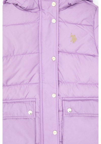 U.S. Polo Assn. Kız Çocuk Lila Kapüşonlu Şişme Mont 50313156-VR034