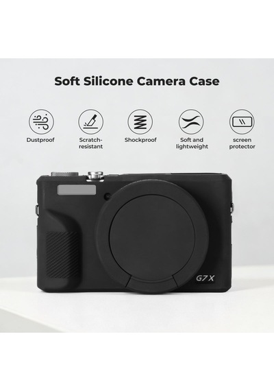 K&f Concept K&f Canon G7x Mark Iıı Uyumlu Silikon Kılıf + Ekran Koruyucu / Siyah Black