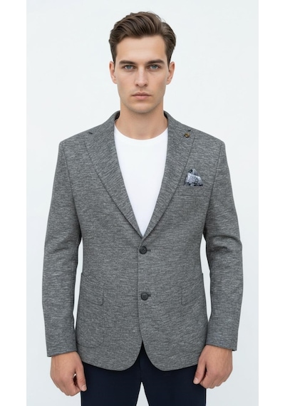 Plus Scorpion Erkek Esnek Kumaş Slim Fit Blazer Ceket Günlük & Ofis Şıklığı Antrasit