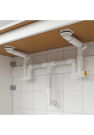 Rannilen Çift Gözlü Lavabo Sifonu, Beyaz
