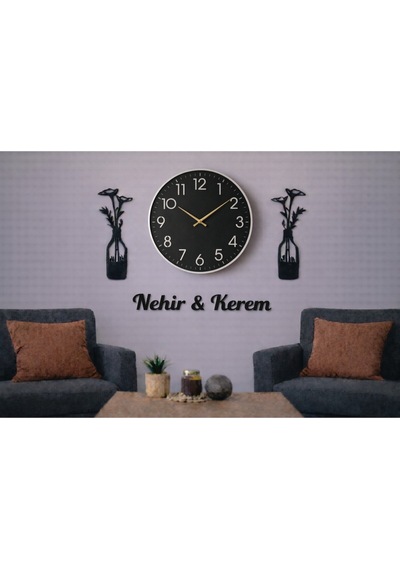 Duvar Saati Şık Ve Tasarım 40 Cm Çiçekler 30 Cm Kişiye Özel No1001 Çok Renkli