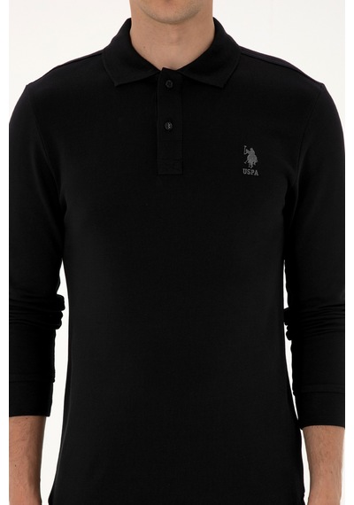U.S. Polo Assn. Erkek Regular Fit Polo Yaka Siyah Basic Sweatshirt 50307757-VR046 U.S. Polo Assn. Erkek Regular Fit Polo Yaka Siyah Basic Sweatshirt 50307757-VR046