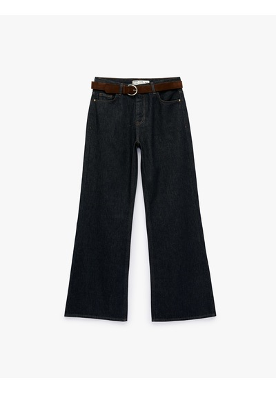 Koton Kemerli Cepli Normal Bel İspanyol Paça Denim Pantolon - Flare Jeans Raw 7wal40029md 63x Koton Kemerli Cepli Normal Bel İspanyol Paça Denim Pantolon - Flare Jeans Raw 7wal40029md 63x