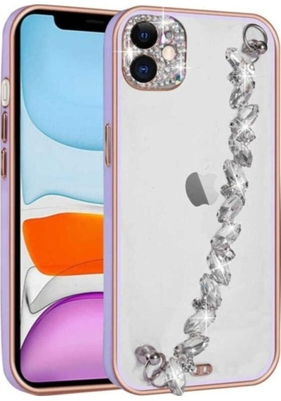 Apple Uyumlu iPhone 11 Kılıf Taş Süslemeli Kamera Korumalı El Tutamaçlı Zore Blazer Kapak Lila