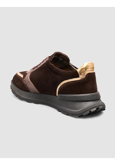 Monamae %100 Hakiki Süet Kahverengi Kadin Sneaker Kahverengi