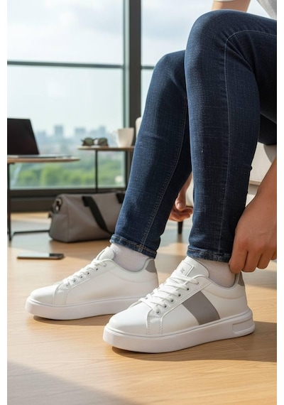 Legan Sneakers Bağcıklı Erkek Ayakkabı Beyaz-buz