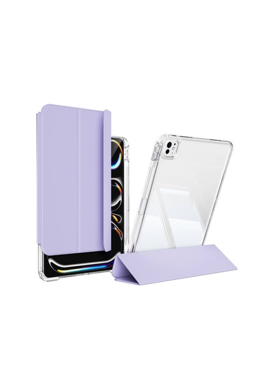 Apple iPad Uyumlu  Pro 11 2024 Kılıf Magnetik Ayrılabilen Airbagli Zore Sliding Tablet Kılıfı-lavender Arka Kapak