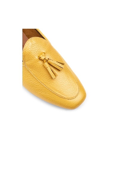 Deery Hakiki Deri Sarı Püsküllü Kadın Babet - 01909zsrıc01 Sarı