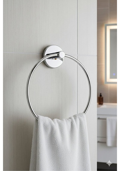 Yuvarlak Model Havluluk Mutfak Banyo Havlu Askılığı Krom Yuvarlak Havluluk Gri Diğer