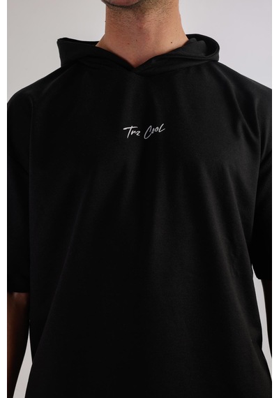 Oceano Kapüşonlu Sweatshirt & Şort Takım - Siyah Siyah