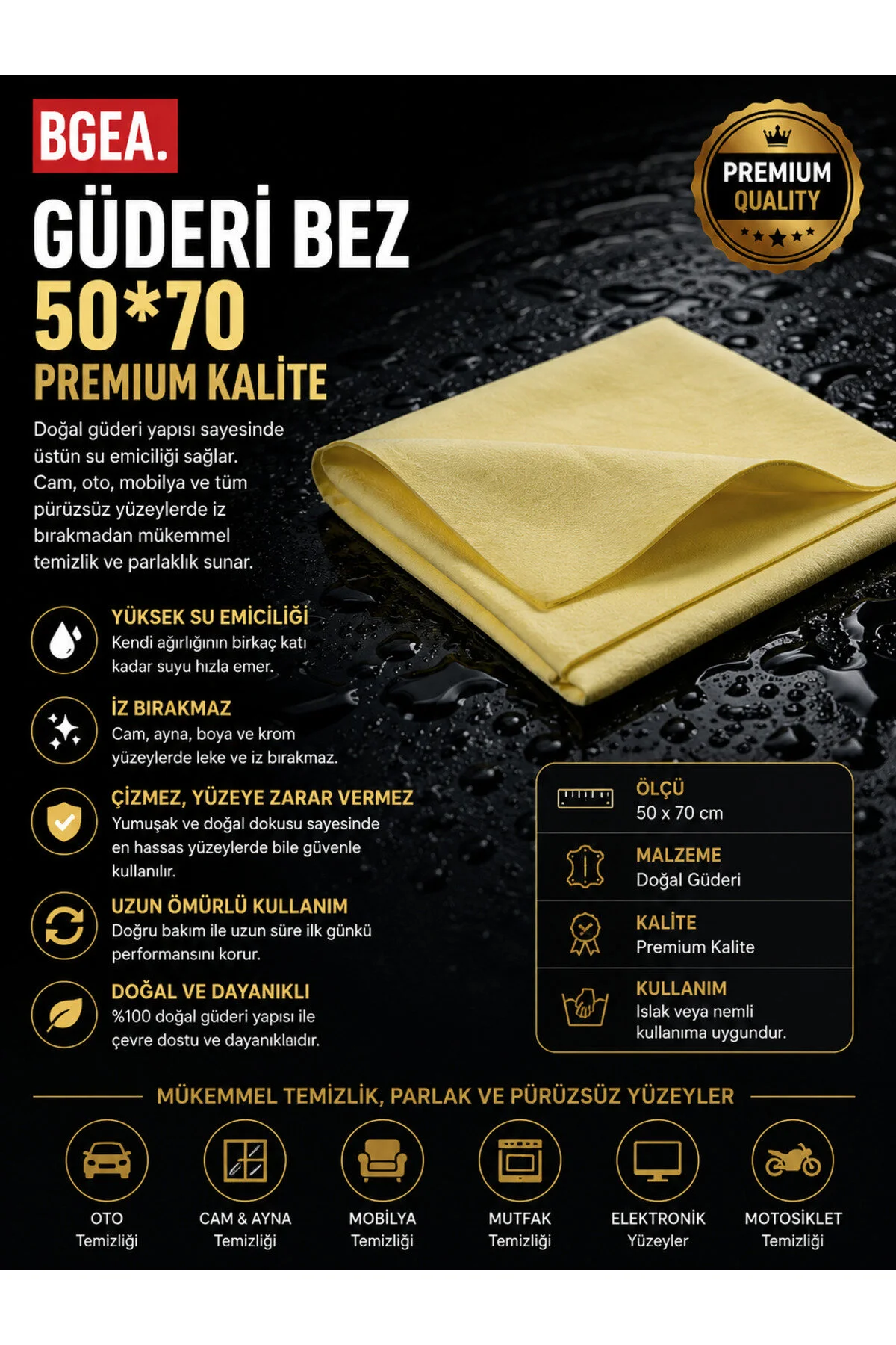 Bgea Premium Kalite Güderi Bez 50x70 Cm
