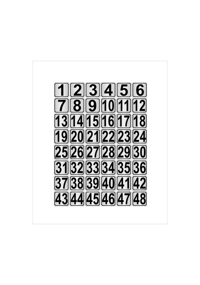 Metal Kapı,masa,dolap Numarası 5cmx5cm 48 Adet (1…48) Gümüş Renk Metal