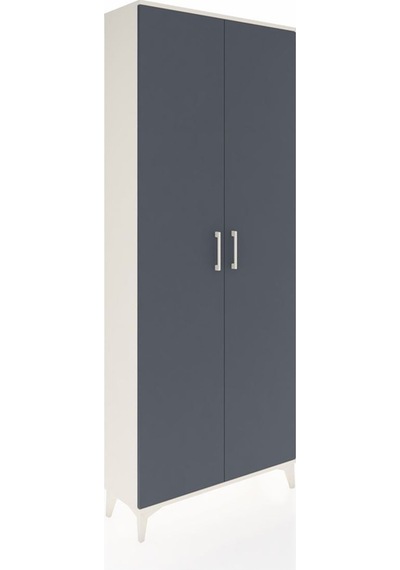 Arges Dolap 5 Raflı Tek Çekmeceli 4 Kapaklı 88x30x221 Antrasit-antrasit Aytası