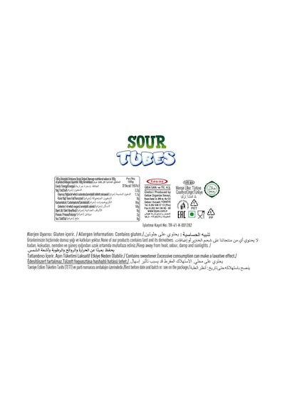 Tayaş Damla Sour Tubes Licorice Tropikalli Jel Şeker 24 x 30 G