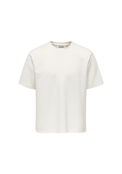 Only & Sons Erkek Bisiklet Yaka Jakarlı Beyaz T-shirt - 22037430