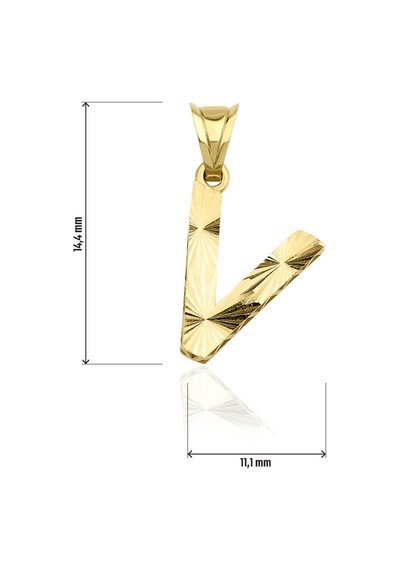 Fiyonk Kuyumculuk 14 Ayar Altın Mini Shine Kolye Ucu V Harfi 001