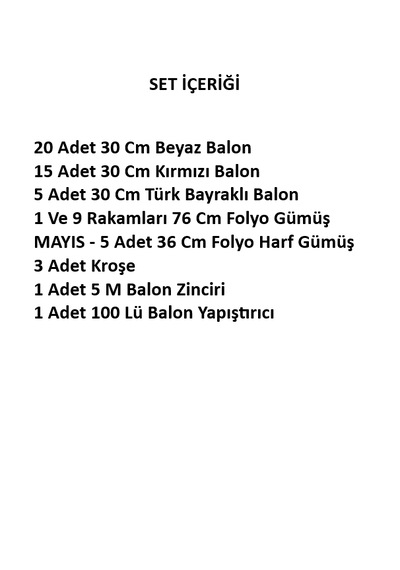 19 Mayıs Gençlik Ve Spor Bayramı Temalı Gümüş Folyo Rakam Ve Harf Kırmızı Beyaz Ay Yıldız Balonlar Beyaz - Kırmızı