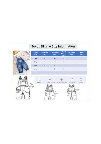 Babymod Denim 3'lü Erkek Bebek Salopet Kot Tulum Takım mavi