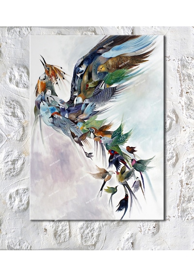Kuşlar Hayvanlar Alemi Dekoratif Kanvas Tablo 60 x 40