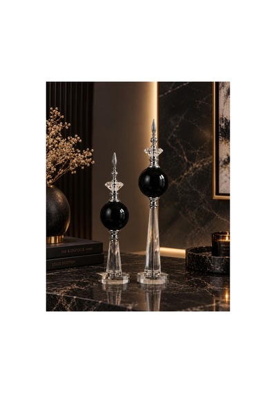Krom Kristal Detaylı Metal Dekoratif Aksesuar