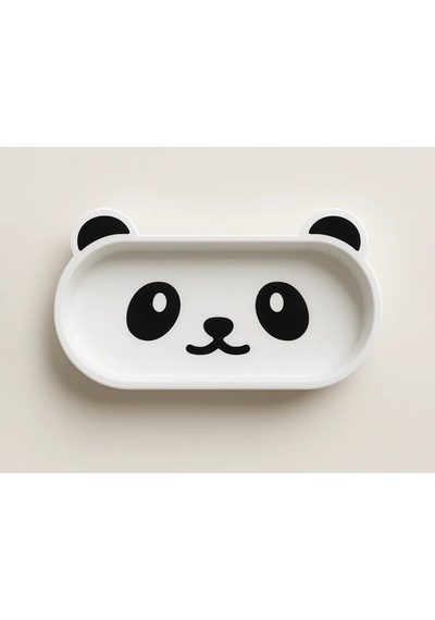 3d Baskı Panda Gözlük Tepsisi Sevimli Masaüstü Gözlük Tutucu Ve Kalemlik Tepsisi Beyaz Siyah 3 Adet Gümüş Toka