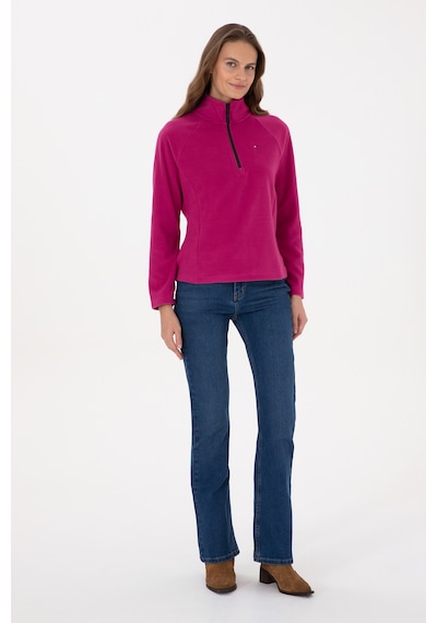 U.S. Polo Assn. Kadın Fuşya Fermuarlı Dik Yaka Polar Sweatshirt 50316714-VR023