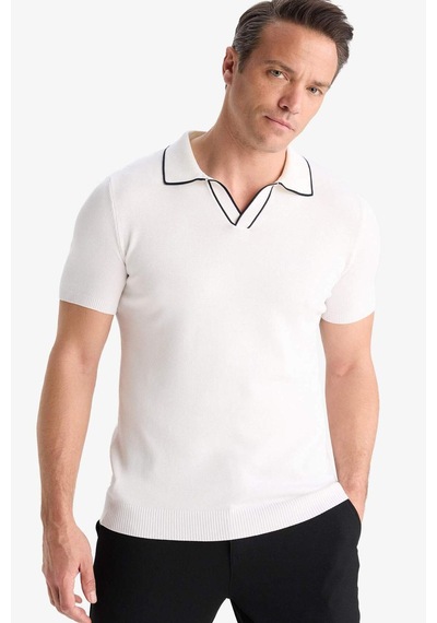 DeFacto Modern Fit Polo Yaka Kısa Kollu Triko Tişört C4984AX25SMWT32