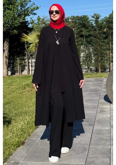 Rabia Şamlı Yaren Üçlü Takım Siyah Çok Renkli