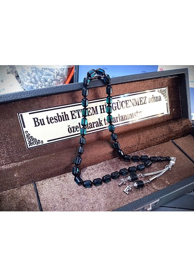 Sürmelı Kapsul Kesım Ateş Kehrıbar Tesbıh Gümüş Püsküllü Ve Harf