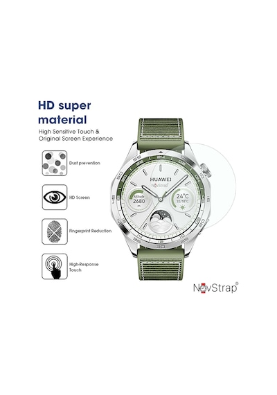 Novstrap Huawei Watch Gt4 46mm İle Uyumlu Ekran Koruyucu 9h Temperli Cam Kolay Uygulama Aparatlı