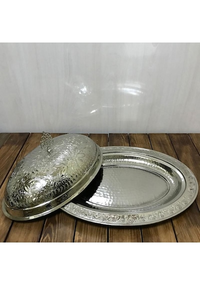 40 Cm İşlemeli Bakır Kayık Sahan Gümüş