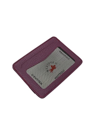 Westpolo Hakiki Deri Kuşaklı Unisex Kartlık - Mor Mor