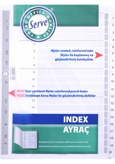 Serve Sv 5326 Ayraç 1-20 Rakam Şeffaf