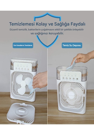 Bt-8 Şarjlı Mini Klima Buharlı Mini Hava Soğutucu Pervane Taşınabilir Vantilatör Portatif Fan Mobil Sulu Klima 3 Rüzgar Hızı