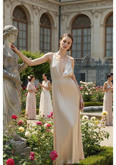Fashion Cocktail Helen Örgü Sırt Bağlamalı Parlak Yumuşacık Saten Yırtmaçlı Bohem Yazlık Uzun Helenistik Gece Elbise Altın Fashion Cocktail Helen Örgü Sırt Bağlamalı Parlak Yumuşacık Saten Yırtmaçlı Bohem Yazlık Uzun Helenistik Gece Elbise Altın