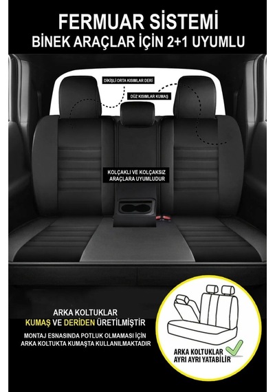 Mercedes A Serisi 2017 Ve Sonrası Uyumlu Jetdrive Serisi Siyah Koltuk Kılıfı