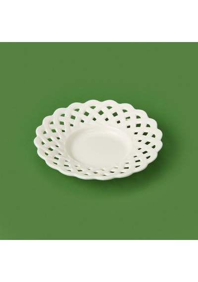 Paçii Dantel Motifli Porselen Çay Tabağı - Beyaz Renkli