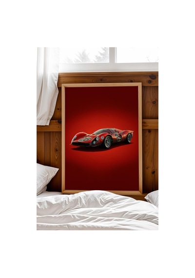 Saturn Ferrari 330 P4 Yarış Arabası Çerçeveli Tablo Erkek Odası Ve Garaj Dekoru Classic Car Collection
