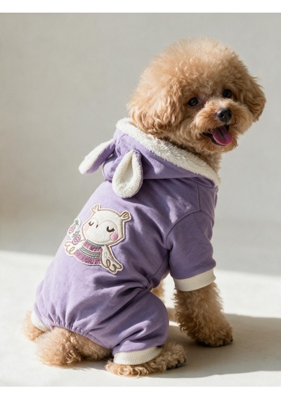 Bibelot Lavender Polar Köpek Tulumu Yumuşacık Ve Sıcacık Bunny Kulaklı Tulum