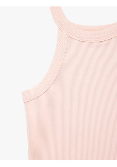 Koton Ribanalı Halter Yaka Kolsuz Pamuklu Crop Atlet Pembe 6skg30020ak Gül