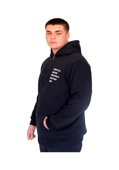 Mode Xl Büyük Beden Erkek Kapüşonlu Sweatshirt Fermuarlı 3 İp Bronx U24560 Lacivert Lacivert