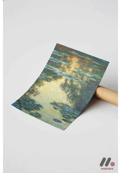 Claude Monet Nehirde Günbatımı, Çerçevesiz Yüksek Kalite Duvar Afişi - Sanatsever Hediyesi