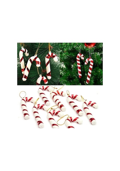 7 Cm Kırmızı Şeker Kamışı Baston 6 Parça Yılbaşı Ağacı Noel Süsleme