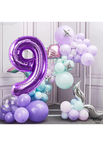 9 Dokuz Rakam Mor Folyo Balon 32"-34" Inc 80 cm