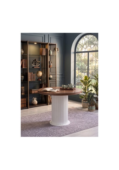 Aura Yuvarlak Bohem 90x90 Mdf Masa Masa Fiyatıdır Barok/beyaz Barok/beyaz