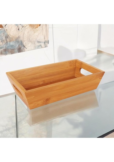 Bambu Ekmek Sepeti 23x13x7cm, Evonox Bambu Ekmeklik, Bambu Ekmek Sunumluk Çok Renkli