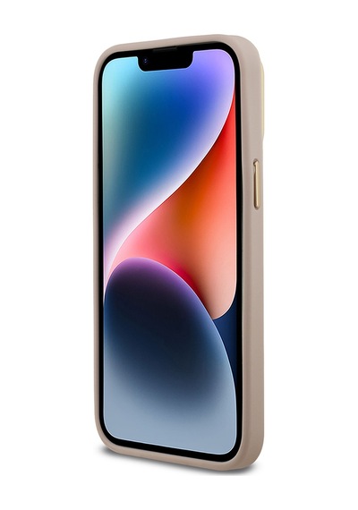 Apple iPhone 14 Pro Max Uyumlu Kılıf Guess Lisanslı Üçgen Logo 4g Desenli Kamera Standlı Kapak Pembe
