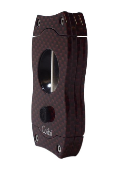 Colibri V-Cut Karbon Desenli Kırmızı Puro Kesici