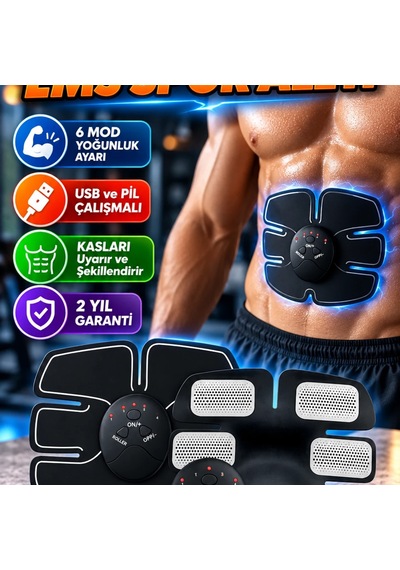 Ems Titreşimli Kas Uyarıcı Spor Aleti 6 Mod Yoğunluk Ayarlı Usb Ve Pil Çalışmalı
